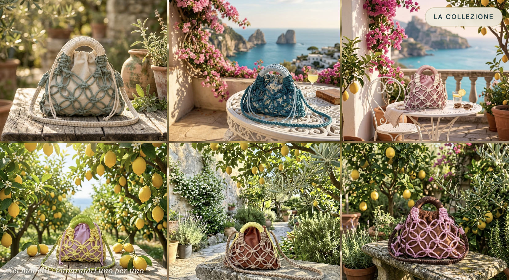 Collezione di borse Iré in sei scene mediterranee